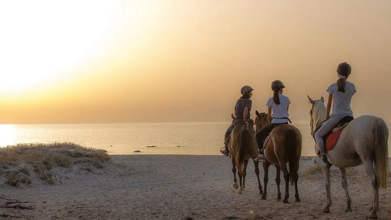 Passeggiata a cavallo all'alba in riva al mare a Budoni