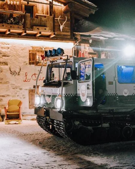 Cena in baita con gatto delle nevi a La Thuile
